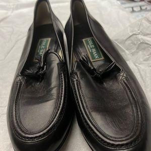 black leather womens loafers size 10